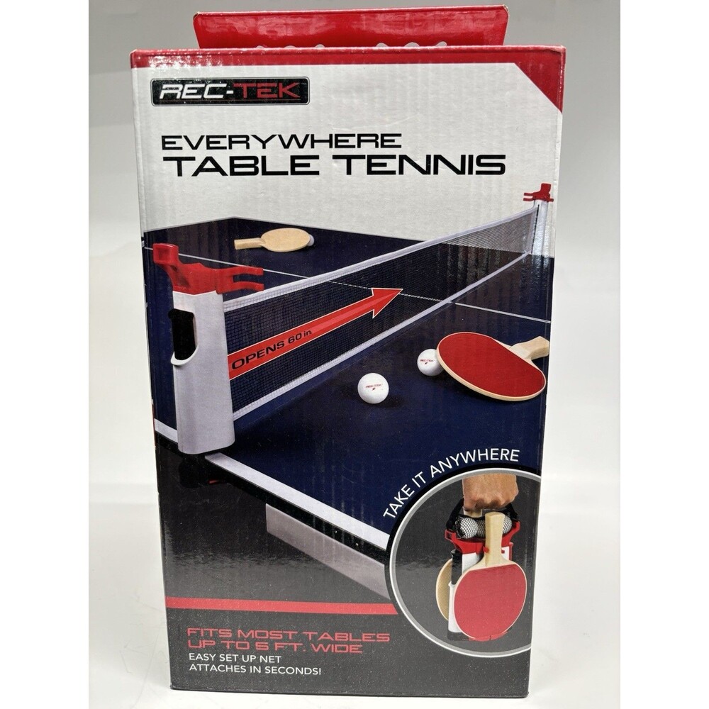 Rec-Tek Everywhere Table Tennis Set with 1 Net 2 All-Weather Paddles Indoor Game
